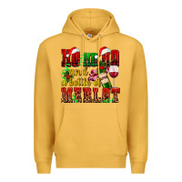 Mustard ho ho ho and a bottle of merlot Premium Hoodie - AdoDesignShop