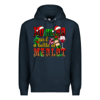 Navy ho ho ho and a bottle of merlot Premium Hoodie - AdoDesignShop