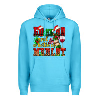 Ocean Blue ho ho ho and a bottle of merlot Premium Hoodie - AdoDesignShop