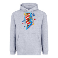 Heather Grey America lightning bolt Heavyweight Hoodie - texasbilliewilder
