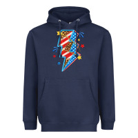 Navy America lightning bolt Heavyweight Hoodie - texasbilliewilder