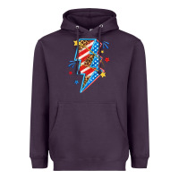 Plum America lightning bolt Heavyweight Hoodie - texasbilliewilder