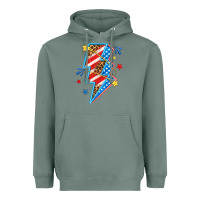 Sage America lightning bolt Heavyweight Hoodie - texasbilliewilder