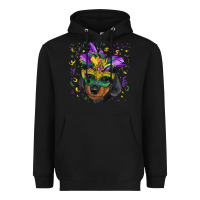 Black mardi gras mask dachshund puppy Heavyweight Hoodie - RanaPortraitStore