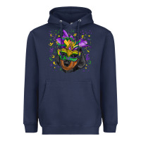 Navy mardi gras mask dachshund puppy Heavyweight Hoodie - RanaPortraitStore