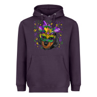 Plum mardi gras mask dachshund puppy Heavyweight Hoodie - RanaPortraitStore