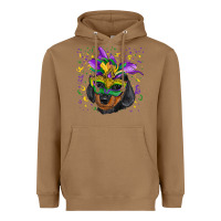 Toasted Coconut mardi gras mask dachshund puppy Heavyweight Hoodie - RanaPortraitStore