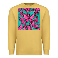 Antique Gold Pink Butterfly with Ribbon Cancer Premium Sweatshirt - texasbilliewilder