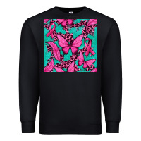 Black Pink Butterfly with Ribbon Cancer Premium Sweatshirt - texasbilliewilder