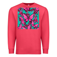 Cardinal Pink Butterfly with Ribbon Cancer Premium Sweatshirt - texasbilliewilder
