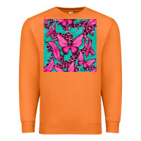 Carrot Pink Butterfly with Ribbon Cancer Premium Sweatshirt - texasbilliewilder