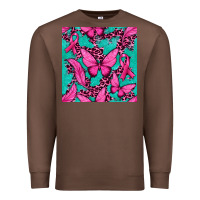Chestnut Pink Butterfly with Ribbon Cancer Premium Sweatshirt - texasbilliewilder