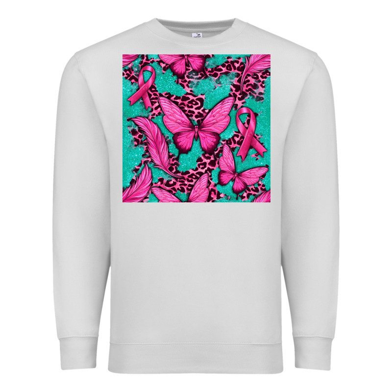 Pink Butterfly With Ribbon Cancer Premium Sweatshirt by texasbilliewilder | Teevron