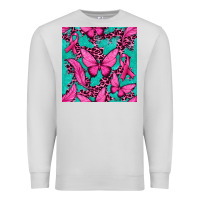 Dove Grey Pink Butterfly with Ribbon Cancer Premium Sweatshirt - texasbilliewilder