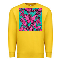 Lemon Pink Butterfly with Ribbon Cancer Premium Sweatshirt - texasbilliewilder