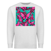 Oatmeal Heather Pink Butterfly with Ribbon Cancer Premium Sweatshirt - texasbilliewilder