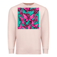 Pale Pink Pink Butterfly with Ribbon Cancer Premium Sweatshirt - texasbilliewilder
