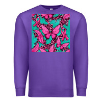Purple Pink Butterfly with Ribbon Cancer Premium Sweatshirt - texasbilliewilder