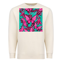 Sandshell Pink Butterfly with Ribbon Cancer Premium Sweatshirt - texasbilliewilder