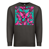Smoke Pink Butterfly with Ribbon Cancer Premium Sweatshirt - texasbilliewilder