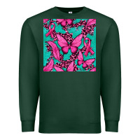 Sports Green Pink Butterfly with Ribbon Cancer Premium Sweatshirt - texasbilliewilder