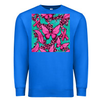 True Royal Pink Butterfly with Ribbon Cancer Premium Sweatshirt - texasbilliewilder