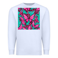 White Pink Butterfly with Ribbon Cancer Premium Sweatshirt - texasbilliewilder
