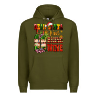 Army Green dear santa just bring wine Premium Hoodie - AdoDesignShop