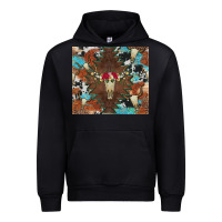 Black western floral bullskull cowhide and leopard Urban Hoodie - Artiststas