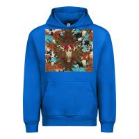 Cobalt western floral bullskull cowhide and leopard Urban Hoodie - Artiststas