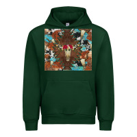 Forest Green western floral bullskull cowhide and leopard Urban Hoodie - Artiststas