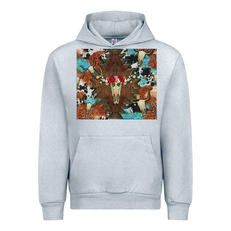 Western Floral Bullskull Cowhide And Leopard Urban Hoodie by Artiststas | Teevron