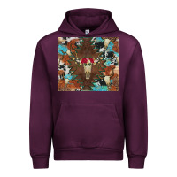Mauve Wine western floral bullskull cowhide and leopard Urban Hoodie - Artiststas