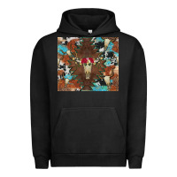 Pigment Black western floral bullskull cowhide and leopard Urban Hoodie - Artiststas