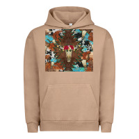 Pigment Burro western floral bullskull cowhide and leopard Urban Hoodie - Artiststas