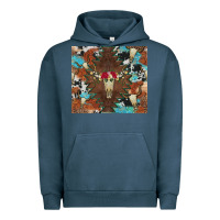 Pigment Midnight Navy western floral bullskull cowhide and leopard Urban Hoodie - Artiststas