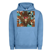 Pigment Pebble Blue western floral bullskull cowhide and leopard Urban Hoodie - Artiststas