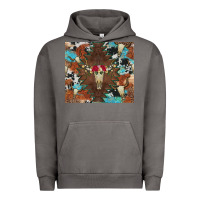 Pigment Tornado western floral bullskull cowhide and leopard Urban Hoodie - Artiststas