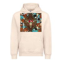 Sandshell western floral bullskull cowhide and leopard Urban Hoodie - Artiststas