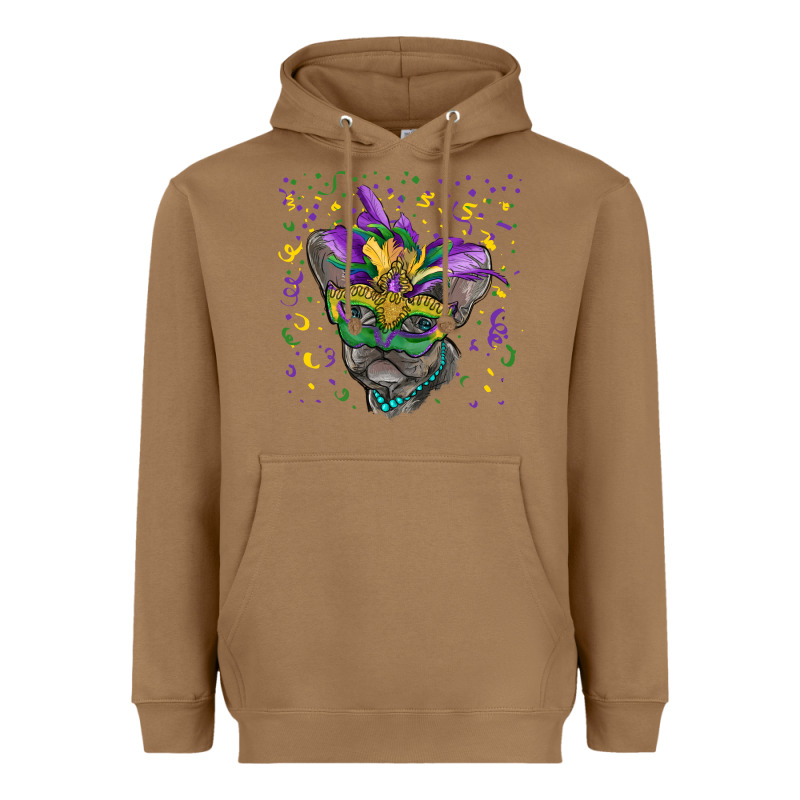 Mardi Gras Mask French Bulldog Heavyweight Hoodie by RanaPortraitStore | Teevron