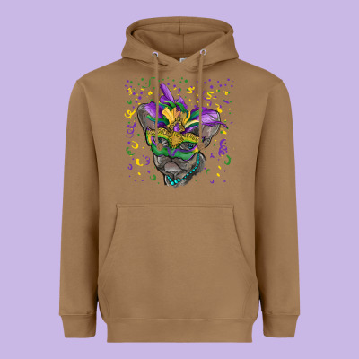 Heavyweight Hoodie mardi gras mask french bulldog