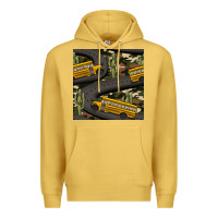 Antique Gold cactus camouflage school bus seamless pattern Premium Hoodie - BundleAndBundleShop