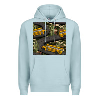 Blue Mist cactus camouflage school bus seamless pattern Premium Hoodie - BundleAndBundleShop