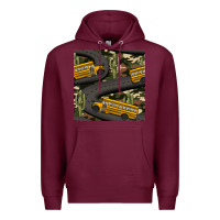 Burgundy cactus camouflage school bus seamless pattern Premium Hoodie - BundleAndBundleShop