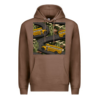 Chestnut cactus camouflage school bus seamless pattern Premium Hoodie - BundleAndBundleShop