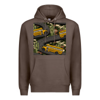 Coffee cactus camouflage school bus seamless pattern Premium Hoodie - BundleAndBundleShop