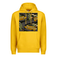 Lemon cactus camouflage school bus seamless pattern Premium Hoodie - BundleAndBundleShop