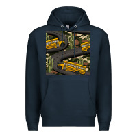 Navy cactus camouflage school bus seamless pattern Premium Hoodie - BundleAndBundleShop