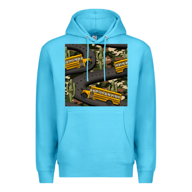 Cactus Camouflage School Bus Seamless Pattern Premium Hoodie by BundleAndBundleShop | Teevron