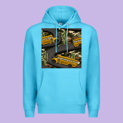 Cactus Camouflage School Bus Seamless Pattern Premium Hoodie Designed By Bundleandbundleshop